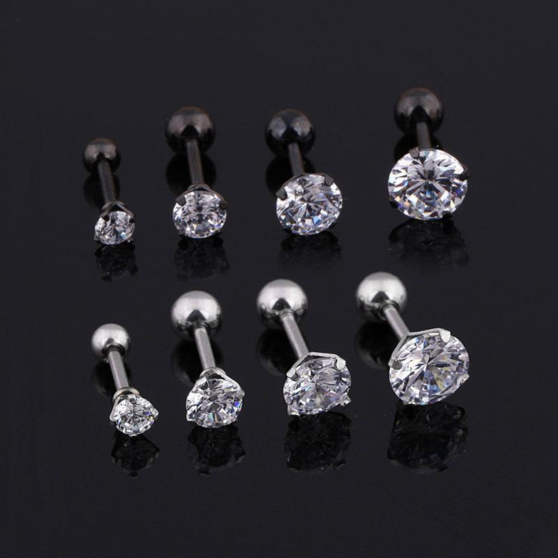 Titanium Steel Zircon Ear Studs Korean Girls Men's Diamond Earrings Fashion Ear Bone Studs