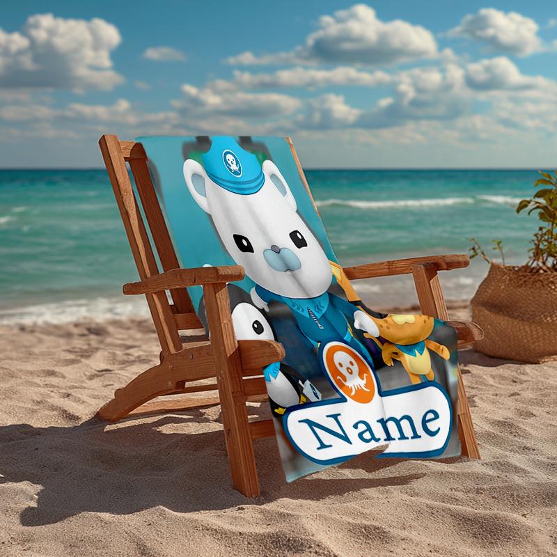 Custom Name Ultra-Soft Beach Towel with The Octonauts Theme,Ideal for Pool - Camping, Diving - Perfect Travel Essential, Vibrant Beach Towel.