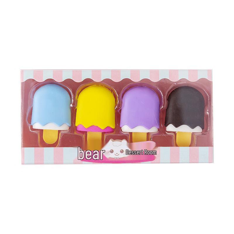 Creative Student Eraser Set: Ice Cream, Cake & Hamburger Cartoon Stationery Gift