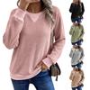 Fall Winter New Women's Casual Waffle Long Sleeve T-Shirt, Colorblock Patchwork Pullover, Crossbody European American Style