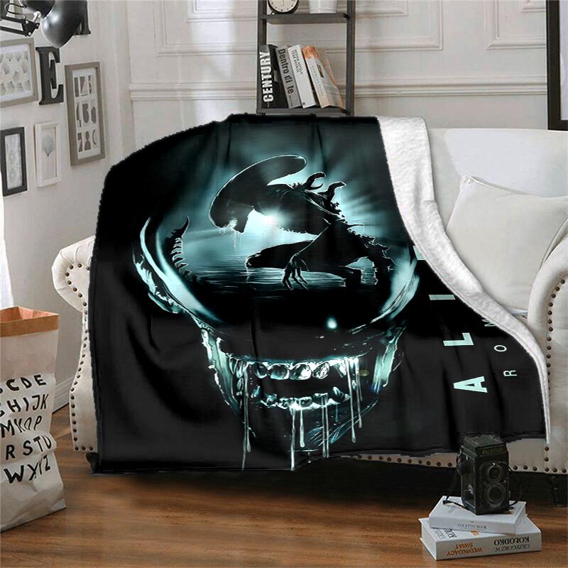 Alien Flannel Blanket Soft Warm All-Season Throw, Design for Camping, Car Travel, Hiking Sofa, Bed, Office Perfect Gift for Parties