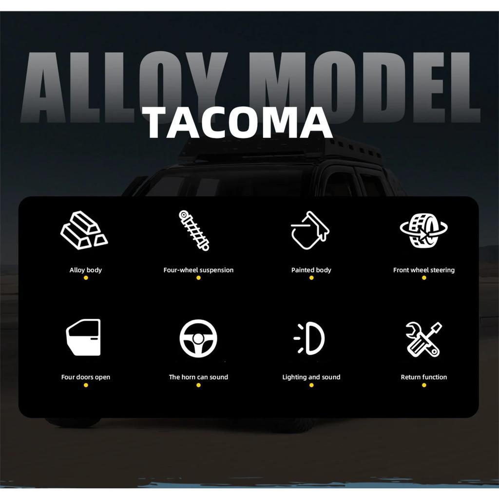 1/24 Toyota Tacoma Picku Wagon Alloy Model Car Toy Diecasts Casting Sound and Light Car Toys for Children Vehicle