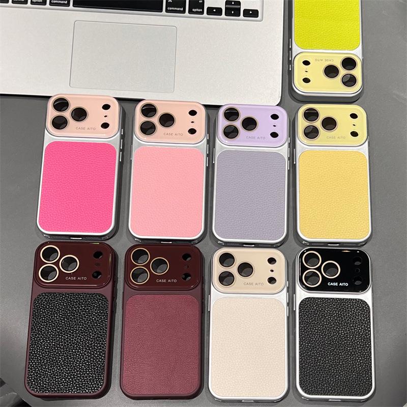 Retro Lychee Texture Drop-Proof Case for Apple 16 Pro Max, Fits 14/15 Pro