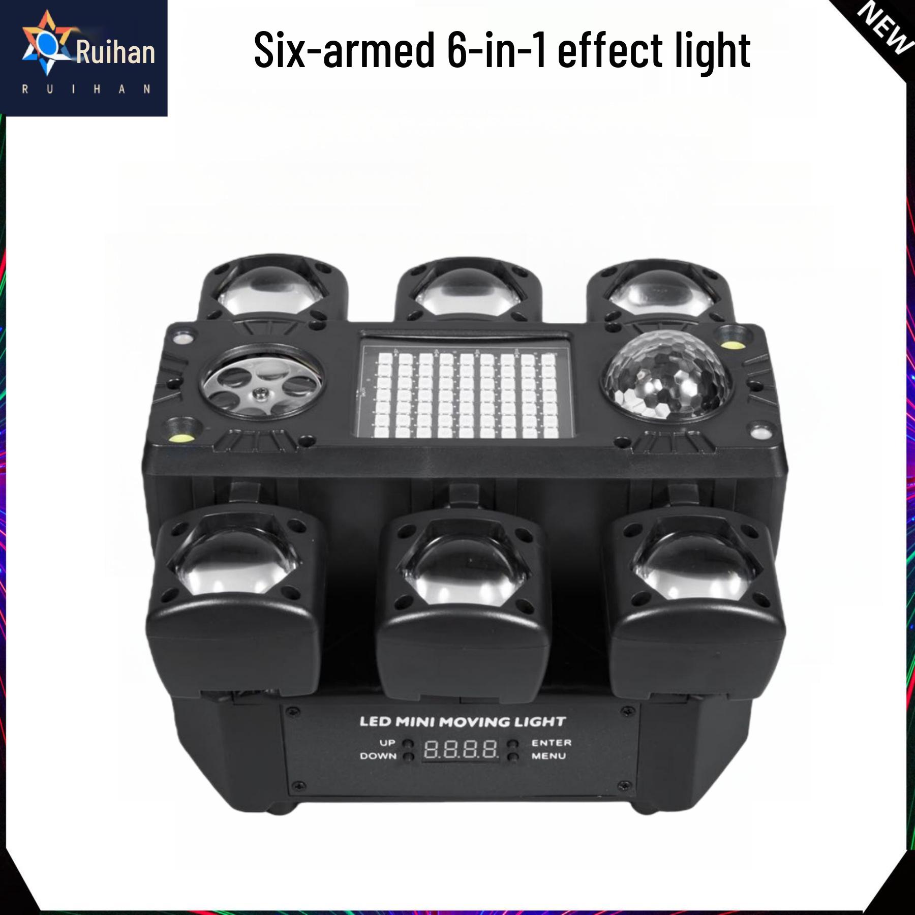 

6-in-1 Moving Head Light - Wash, Laser, Beam, Strobe Effects Standard