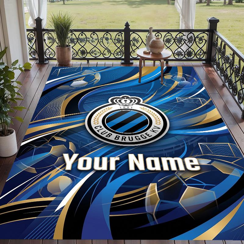 Custom Text Printed Rug Club Brugge FC Non Slip Floor Carpet For Home Room Decor