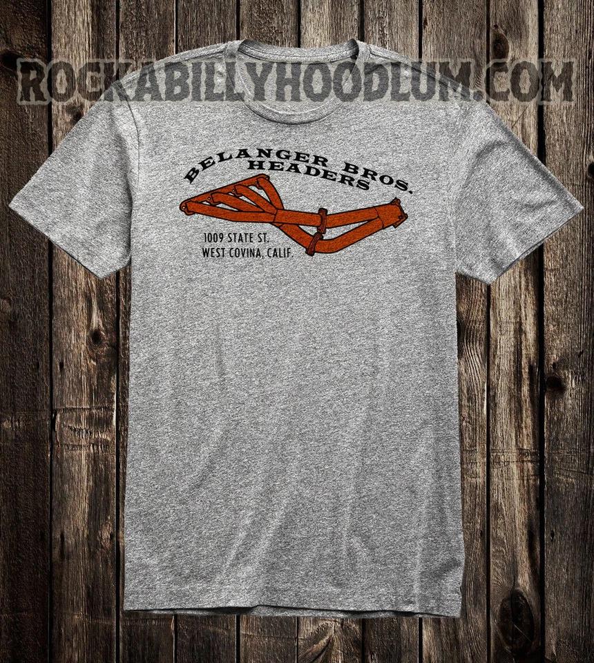 

Retro Hot Rod Tee T Shirt Drag Race Speed Shop Belanger Bros Headers 2XL