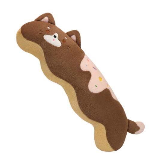 Cream Cat Plush Pillow Ergonomic Body Pillow for Side Sleeping  & Cuddling 80cm кофейный