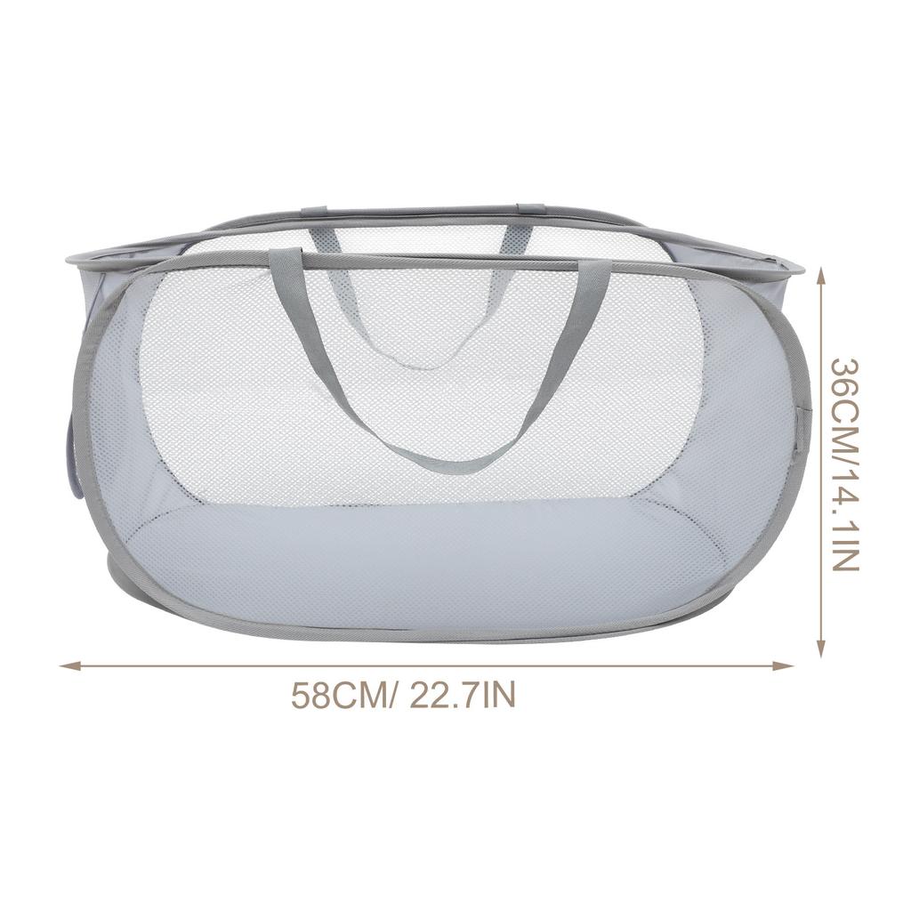 Portable Large Capacity Foldable Mesh Laundry Basket Hamper for Dirty Clothes Linen Towels Home Dorm Hotel Travel Space Saving