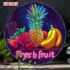 Vintage Neon Fruit Metal Tin Sign 7.8x7.8 Inch Pineapple Banana Strawberry Art Poster For Cafe Bar Kitchen Wall Decor