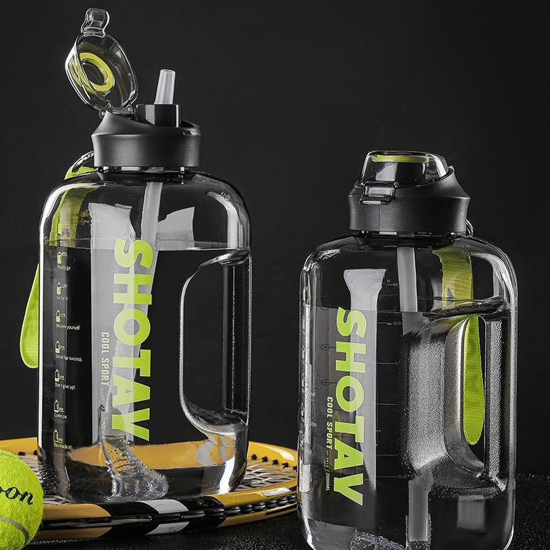 WTEMPO Large Capacity Sport Water Bottles Men's and Women's Outdoor Fitness Water Cup Portable with Lifting Rope Sports Plastic Water Cup with Straw