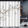 1 Stück Chinesischer Stil Elegante Aquarell Blaue Florale Deckenleuchte Badezimmer Duschvorhang, Badezimmerdekoration, Badezimmerzubehör