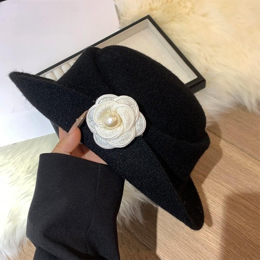 Flat-top Hepburn Style Topper Hat Woolen Women Jazz Hat Elegant Black Felt Hat  Dinner