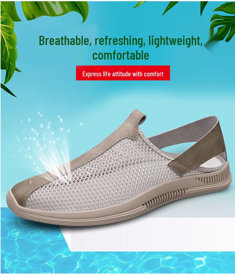 Men's Breathable Mesh Slip-On Casual Shoes, Soft Sole, Large Sizes