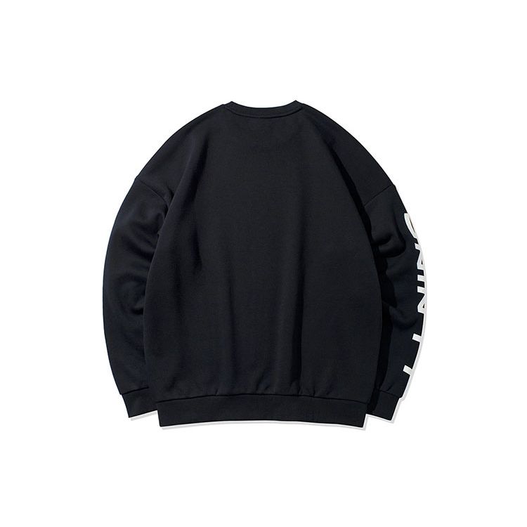 Li Ning Table Tennis Series Letter Print Fleece Casual Long Sleeve Pullover Sweatshirt Men Sweatshirt Black White AWDSD23-1
