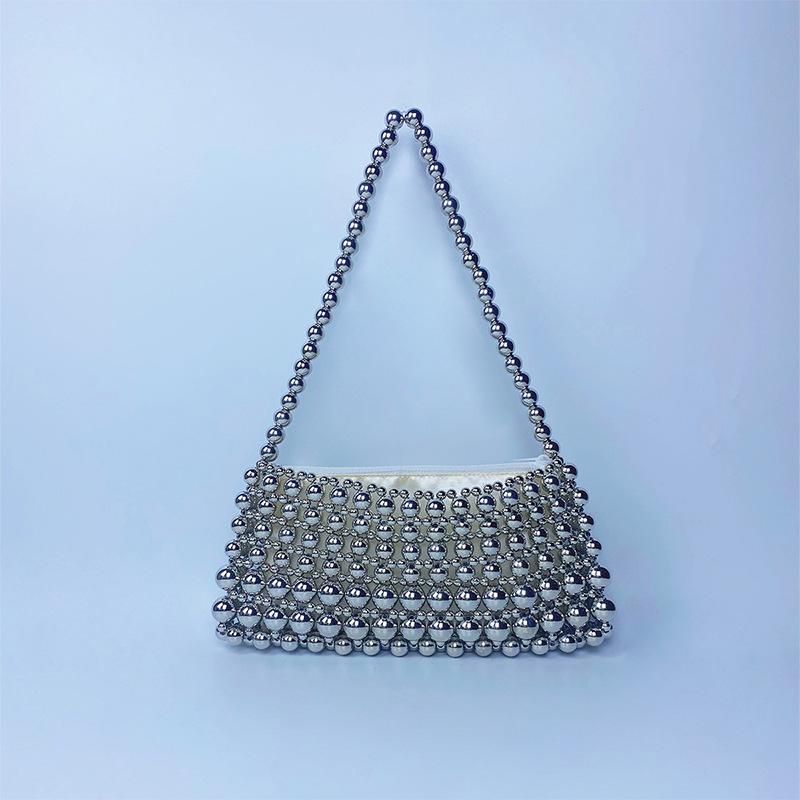 New retro pearl chain handwoven beaded armpit niche design simple portable shopping portable small bag