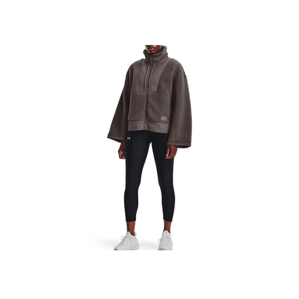 Under Armour Solid Color Spliced Stand Collar Zip Jacket Women Jackets Brown 1373659-176