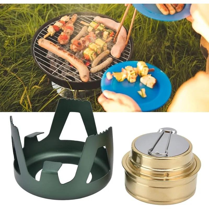 Mini Barbecue Camping Gear Alcohol Stove Outdoor Furnace Portable Accessories Camp Cooking Supplies Hiking Sports Equipment