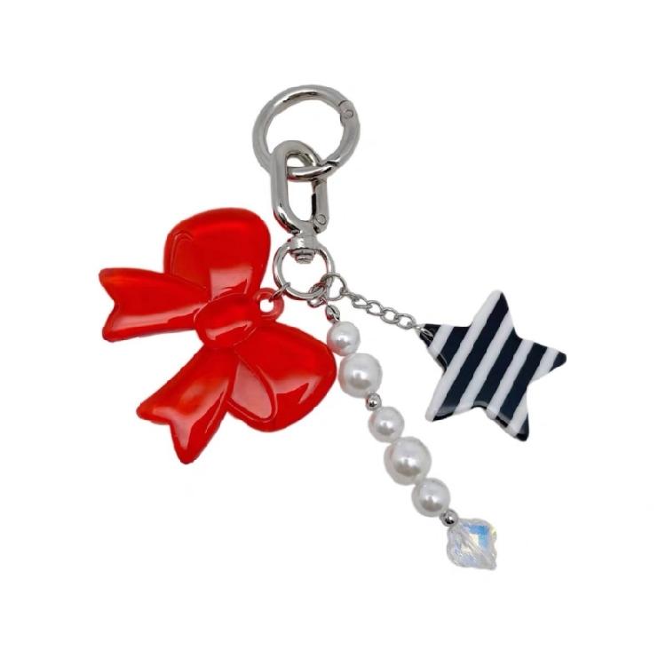Lightweight Bowknot Charm Keychain For Handbags User Friendly Acrylic Alloy Gift For Birthdays And Special Event