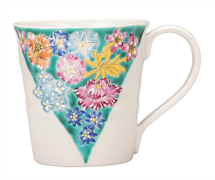 Kutani Ware Iwataya Mug, Flower Design K9-980