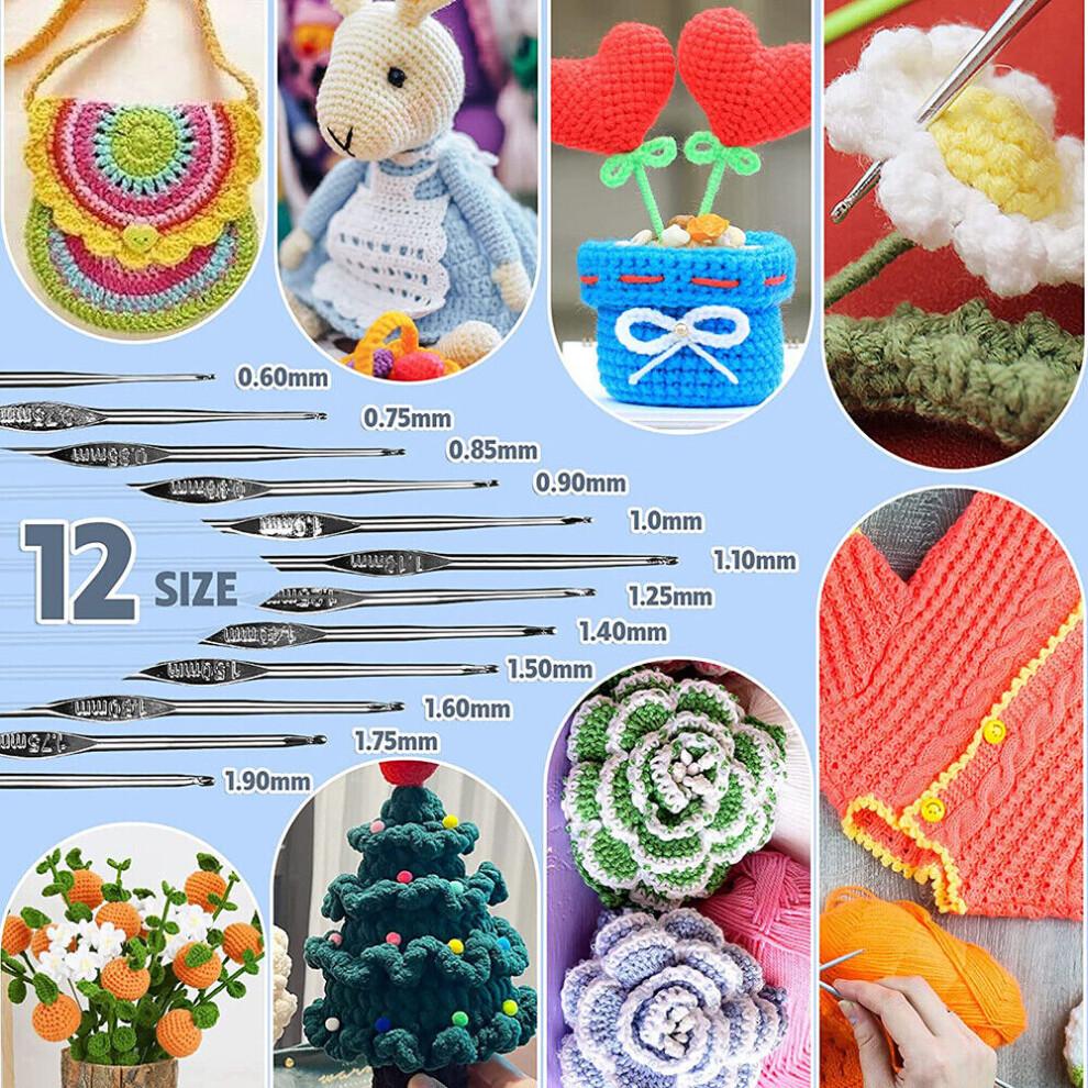 Portable Travel Crochet Storage & Complete Kit for Beginners, Includes 79 Tools, Soft Grip Ergonomic Hooks, Ideal for Crafting Lovers (9 Color