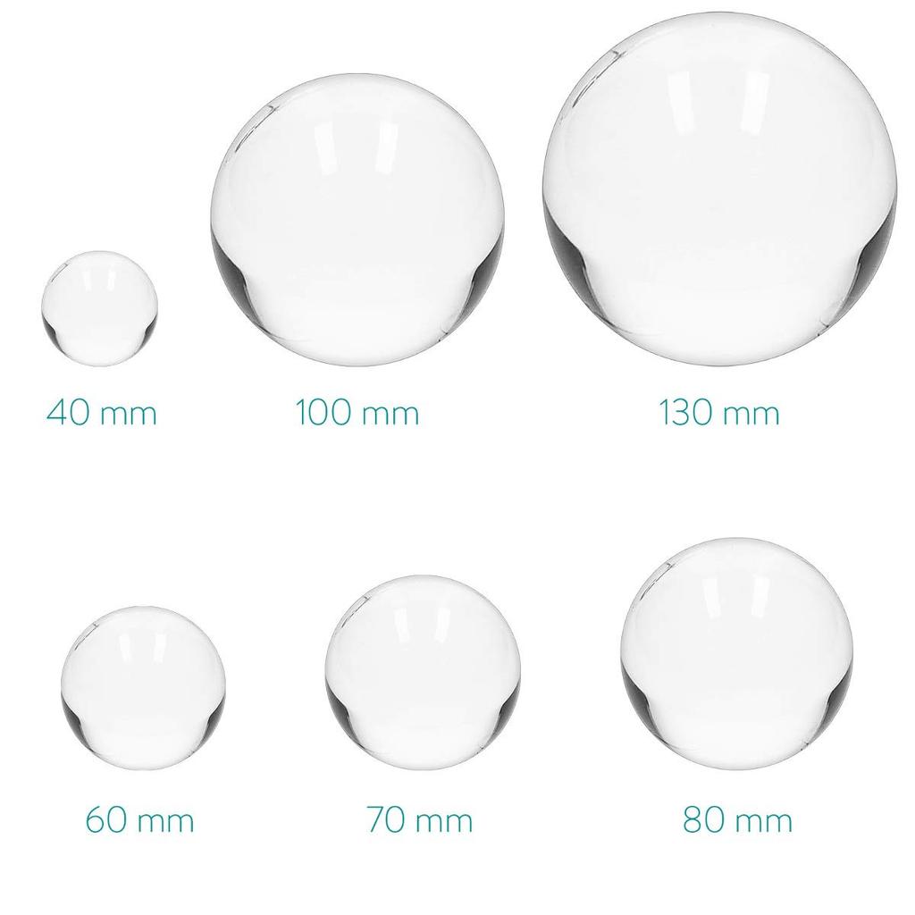 Navaris Glass Sphere for Photography - Glass Photo Ball with Stand - K9 Clear Crystal Ball for Ornamental Decoration - 80mm Diameter