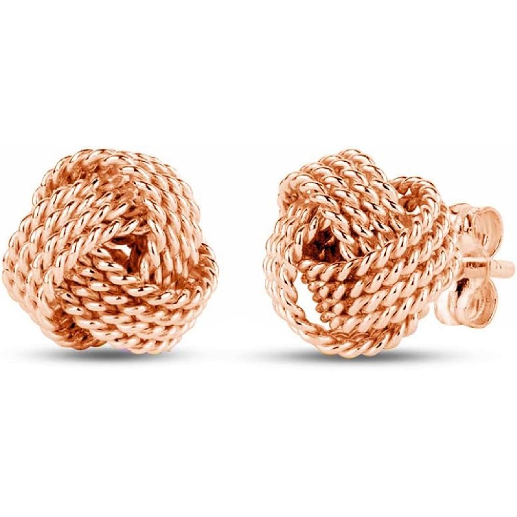 LeCalla 925 Sterling Silver Love-Knot Earring Stud Jewelry Italian Design Lightweight Twisted Love Knot Stud Earrings for Women