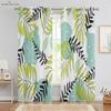 Cortinas com Estampa de Folhas de Vegetação Tropical, Fibra de Poliéster, Cortinas Estilo Nórdico, Adequadas para Quarto, Sala de Estar, Decoração