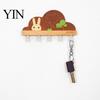 Adhesive Wall Hooks Solid Wood Key Holder with 5 Hooks, Decorative Mounted for Leashes Rack, Space Saving Organizer Entryway Kitchen And Office Rack