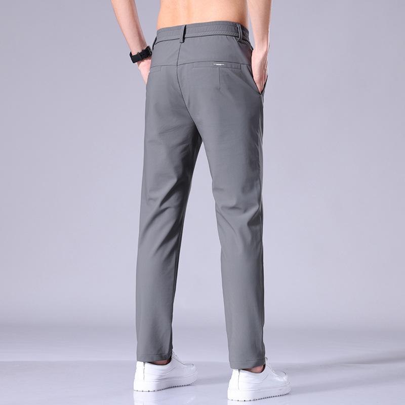 Pantaloni de afaceri elastici cu picior drept pentru bărbați, de primăvară și toamnă - Modă pentru tineret, culoare uni