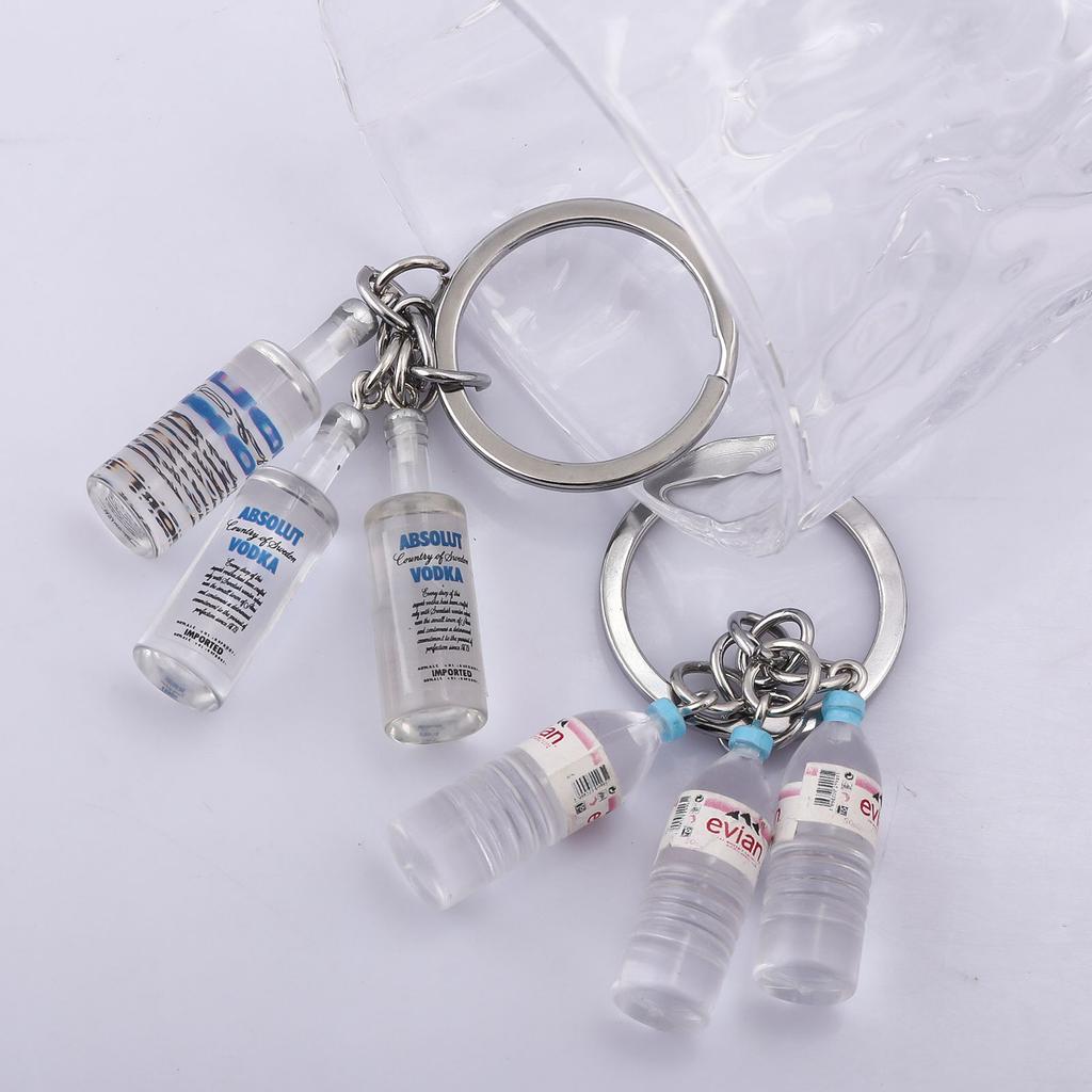 Korean Fashion 3D Alcohol Drink Keychain Pendant Water Bottle Vodka Bottle Drop Keyring Men Women Backpack Jewelry Accessories