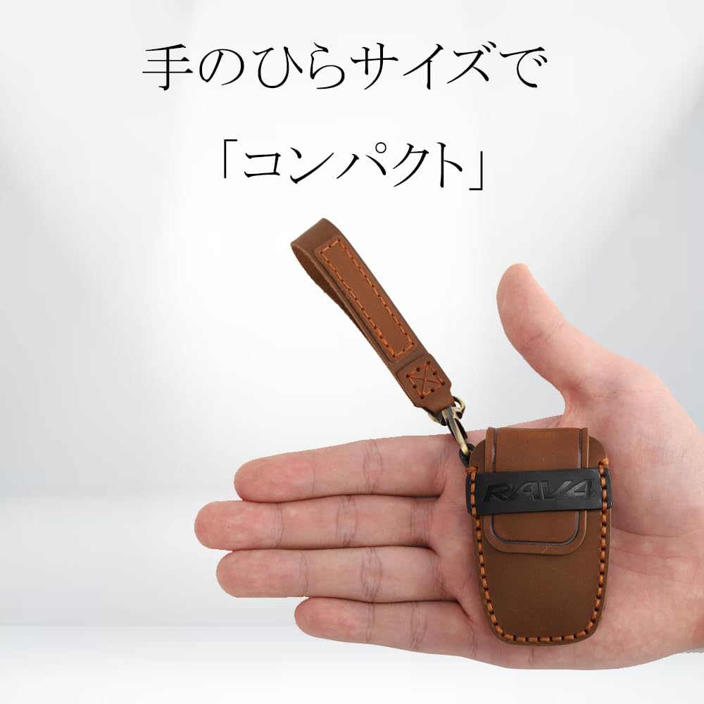 New Key Toyota RAV4 XA50 Series Exclusive Genuine Leather Key Case Leather Key Cover Key Holder Smart Key Case with RAV4 Logo Scratch Resistant Custom