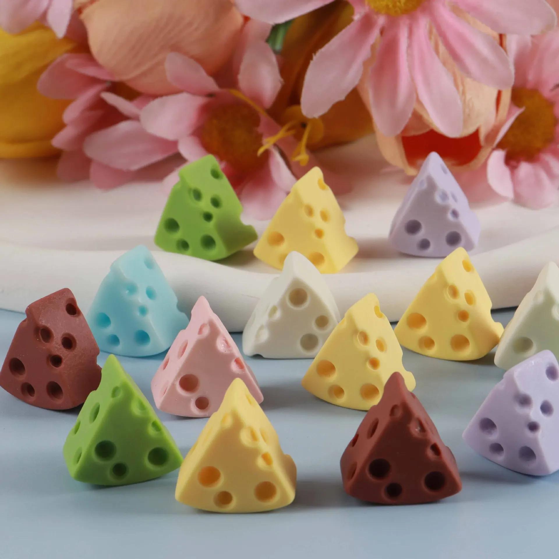 

10Pcs Simulation Food And Play Cheese Resin Accessories Cream Glue Diy Trinkets Hole Shoes Hairpin Keychain Accessories