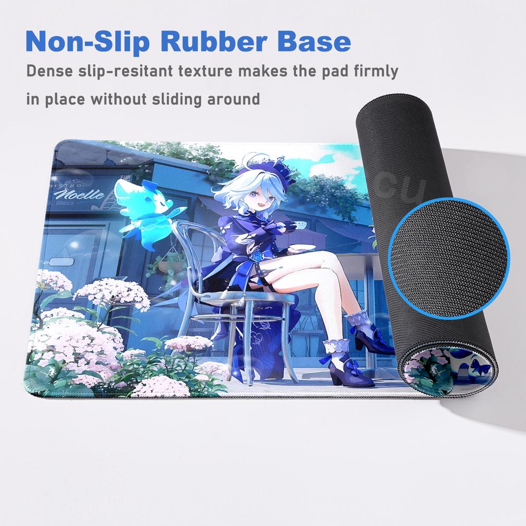 Kawaii Anime Girl Extended Mousepad Furina Genshin Impact PC Professional Desk Mats Non-slip Gamer Aesthetics Table Pad XXL Rugs