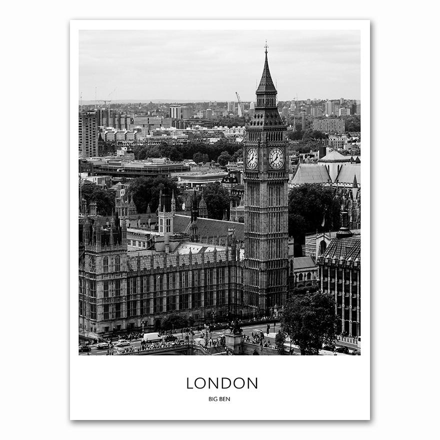 Black White Canvas Painting World City Landscape Paris London New York Poster Prints Nordic Style Wall Art Picture Home Decor