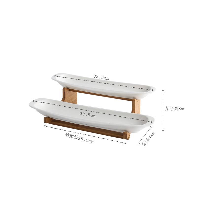 Step Shape Ceramic Plates Snacks Bowl Set Dessert Plate Wooden Ladder Fruit Dish Dinner Porcelain Cake Tray Food Tableware