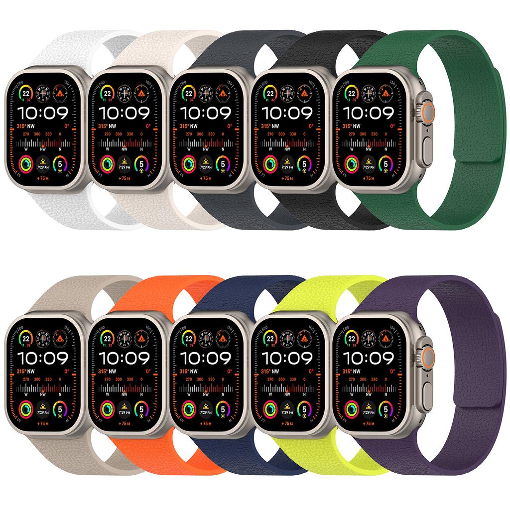 Watch Band for Apple Watch Series 10 Ultra 9 8 7 SE 6 5 4 3 2 1 46mm 49mm 45mm 44mm 42mm Litchi Texture Silicone Magnetic Strap