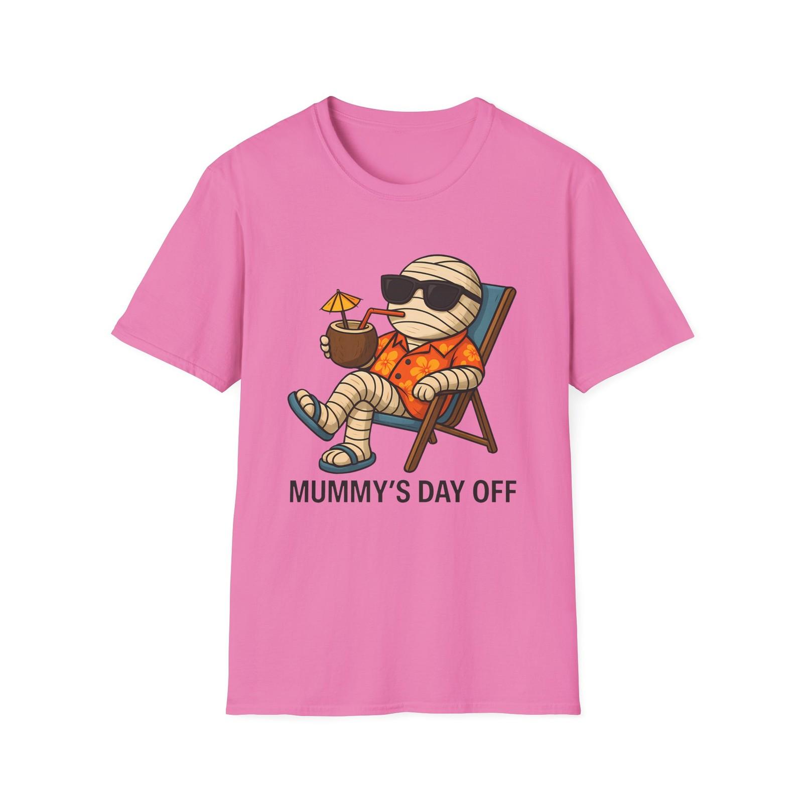 Unisex Softstyle T-Shirt Mens Womens Tees Top Mummy’s Day Off Funny Halloween Vacation Coconut Drink 2XL