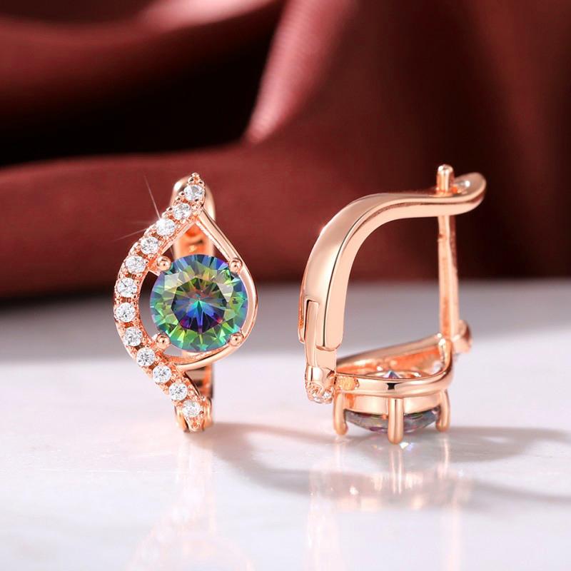 Xiaomi Huitan New Rose Gold Color Women's Hoop Earrings with Colored Cubic Zirconia Fashion Luxury Female Accessories Wedding Jewelry