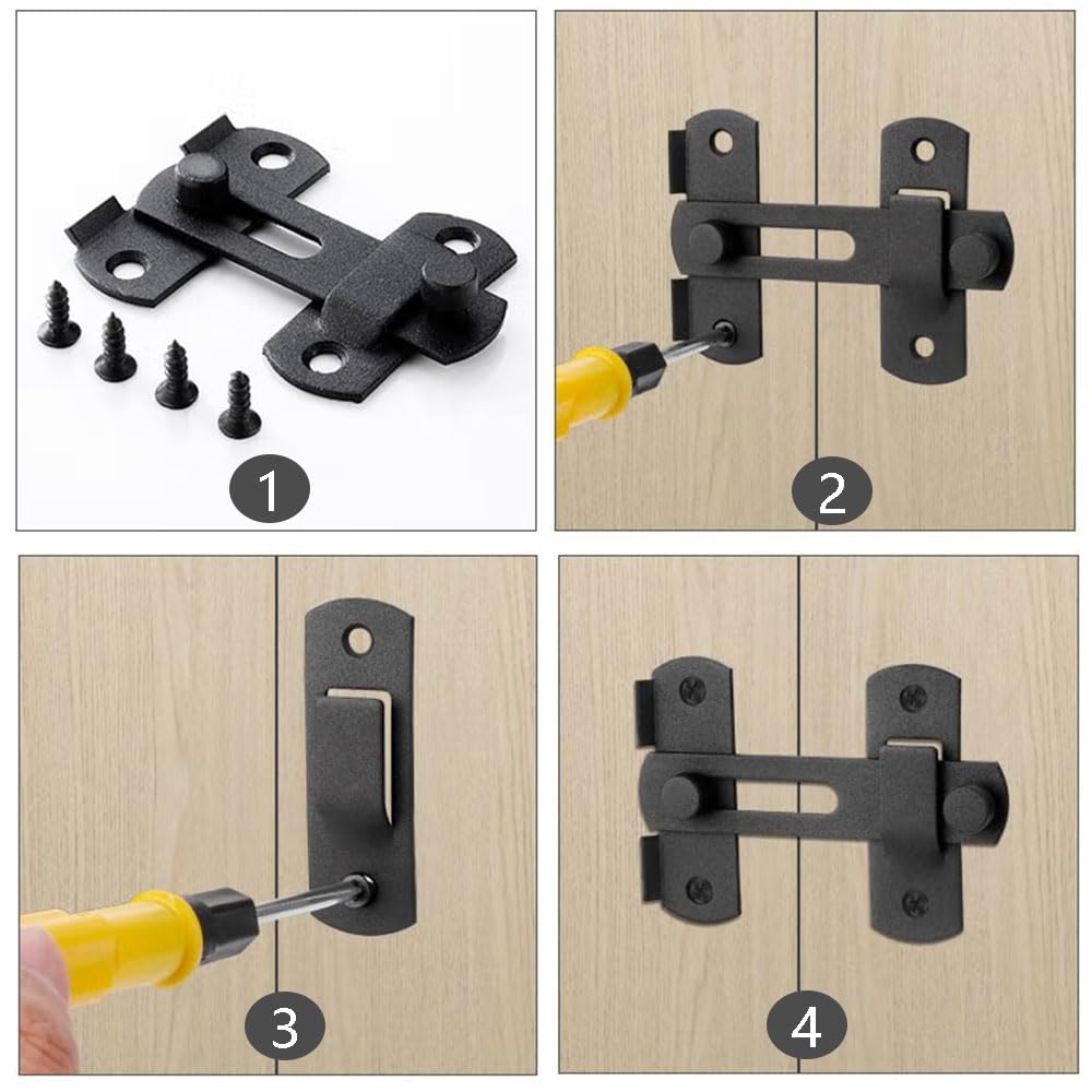 Stainless Steel Flip Lock Safety Door Small Holder Latch Bolt Barn Door Lock 180° Sliding Door Gate-Latch for Cabinet Cupboard