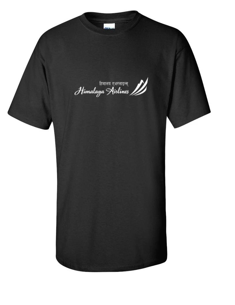 Himalaya Airlines White Logo Nepalese Aviation Black Cotton T-Shirt L