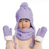 3 Pcs/Set Children Hat Scarf Glove Set Thickened Plush Ball Decor Twisted Texture Knitted Heat Retention Windproof Warm Girls Bo