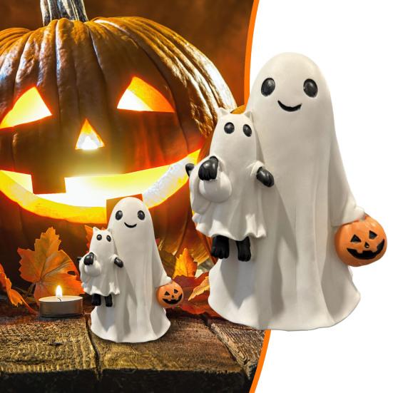 Halloween Ghost Statue Mini Resin Figurine Cute Funny Cartoon Design Spooky Statue Festival Party Decoration