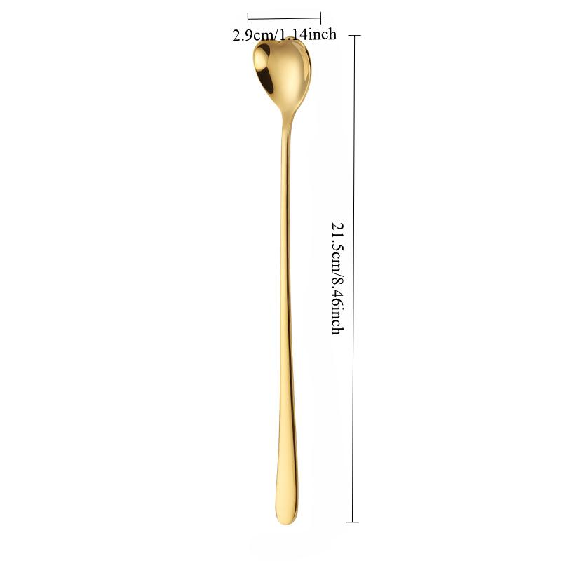 304 stainless steel ice spoon, extended heart-shaped stirrer, Korean style long handled,household coffee and dessert spoon