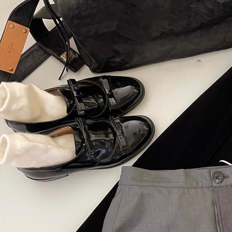 Genuine Leather Korean Version Niche Design Double Bow Loafers Women's Small Leather Shoes Spring and Autumn New Low-heeled Versatile Single Shoes