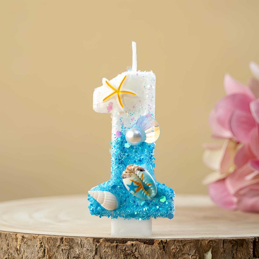 TEMU Xiyin Ocean-Themed Starfish & Conch Birthday Candles (Numbers 0-9) Cake Decorations