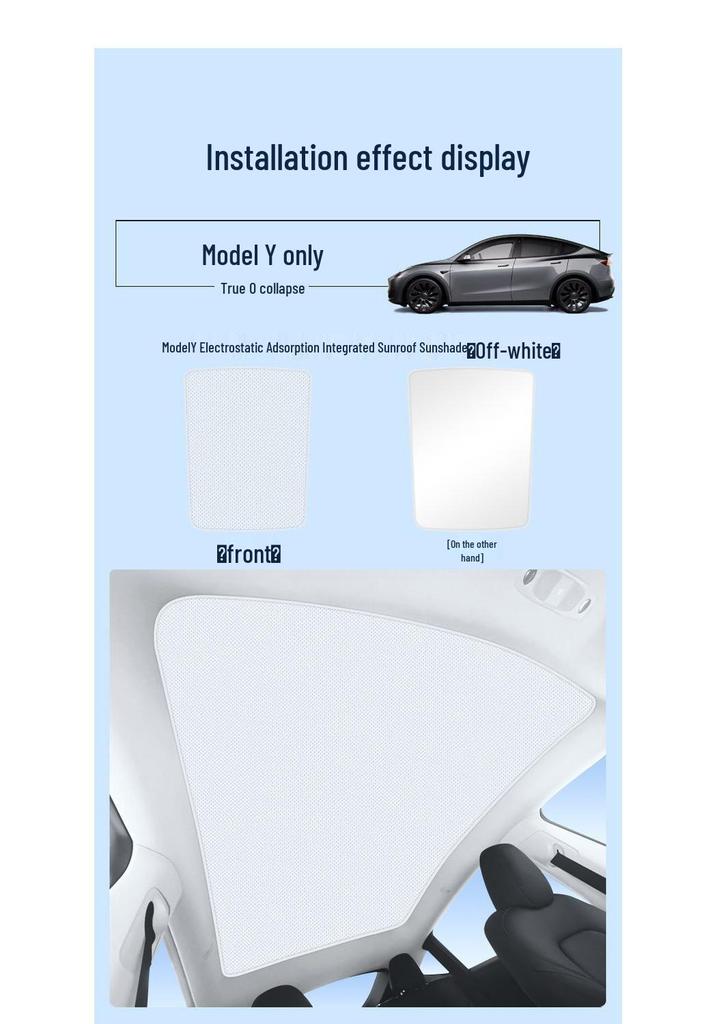 Tesla Model Y/3 S/X Suède Elektrostatisch Zonnescherm Luifel