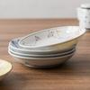 Japanese Style Ceramic Plate Retro Floral Print Small Dish for Dessert Fruit Salad Home Tableware