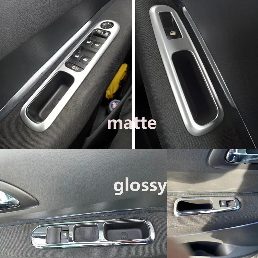 Car Door Armrest Panel Handle Holder Window Lift Switch Button Cover Trim Chrome for Peugeot 3008 2009 - 2013 2014 2015