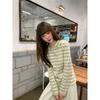 Women's Crew Neck Long Sleeve T Shirt Loose Fit Striped Cotton Bow Decor Soft Washed Fabric Casual Layering Top Spring Autumn Basic Tee