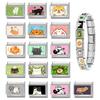 Y2K Cartoon Cat Dog Flower Love Rabbit Guitar Italian Charm Links Fit 9mm Stainless Steel Bracelet Women Men DIY Making Gift